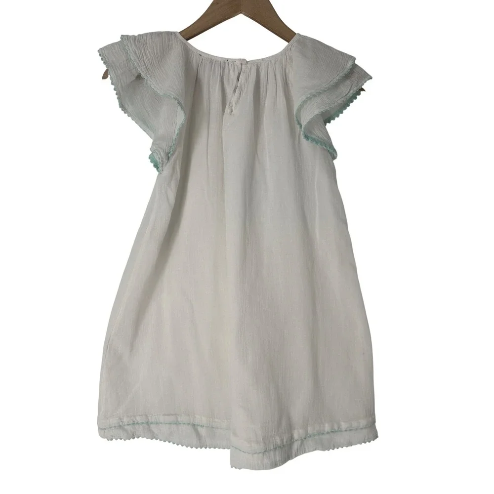 Polo Ralph Lauren Girls White Cotton Gauze Flutter Sleeve Dress Size 8 Beachy